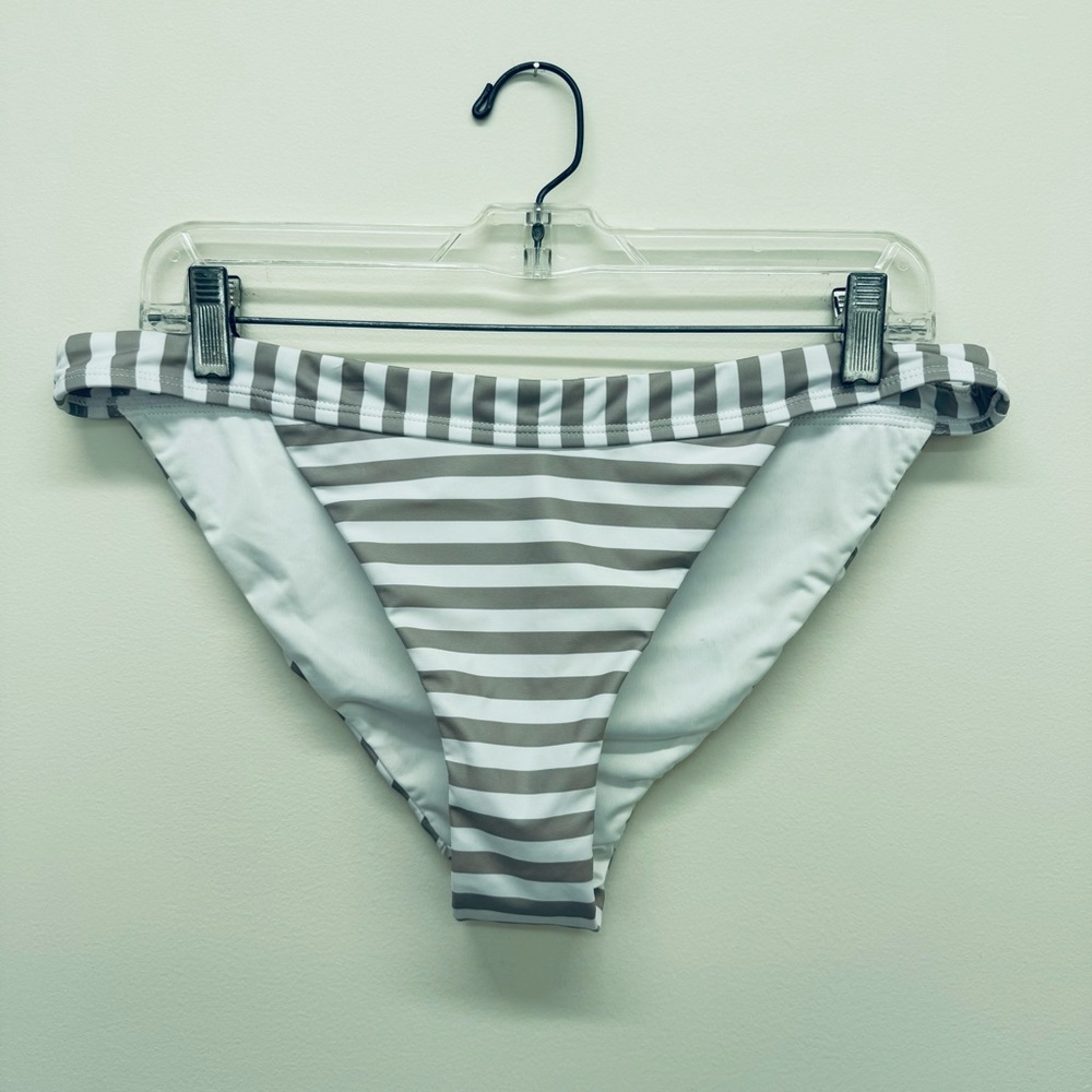 NWT ANDIE Swim The Banded Cheeky Bikini Bottom Beige White Stripe Size XL